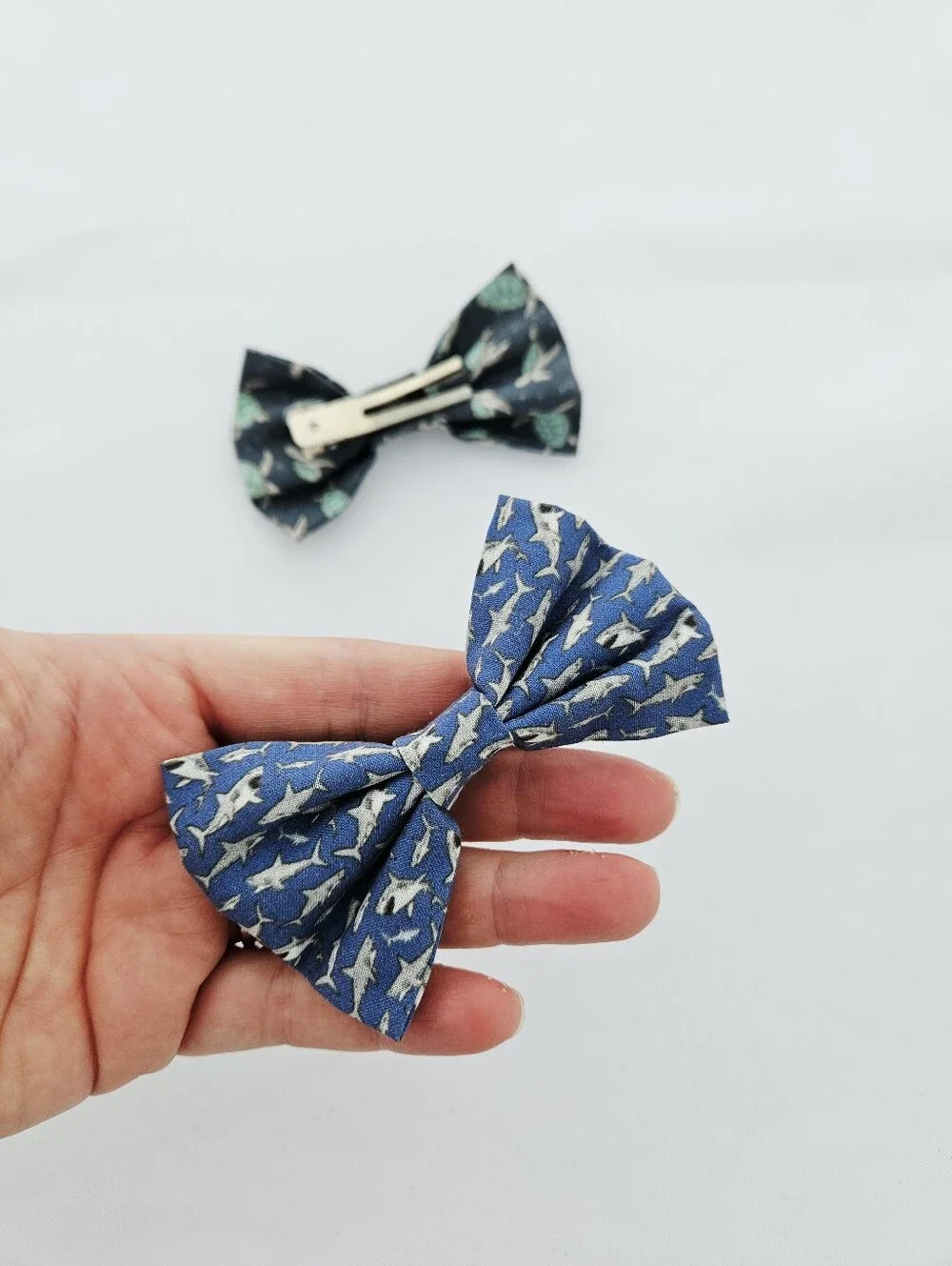 Kids Sea Creature Bow Hair Clips - Blue and Teal